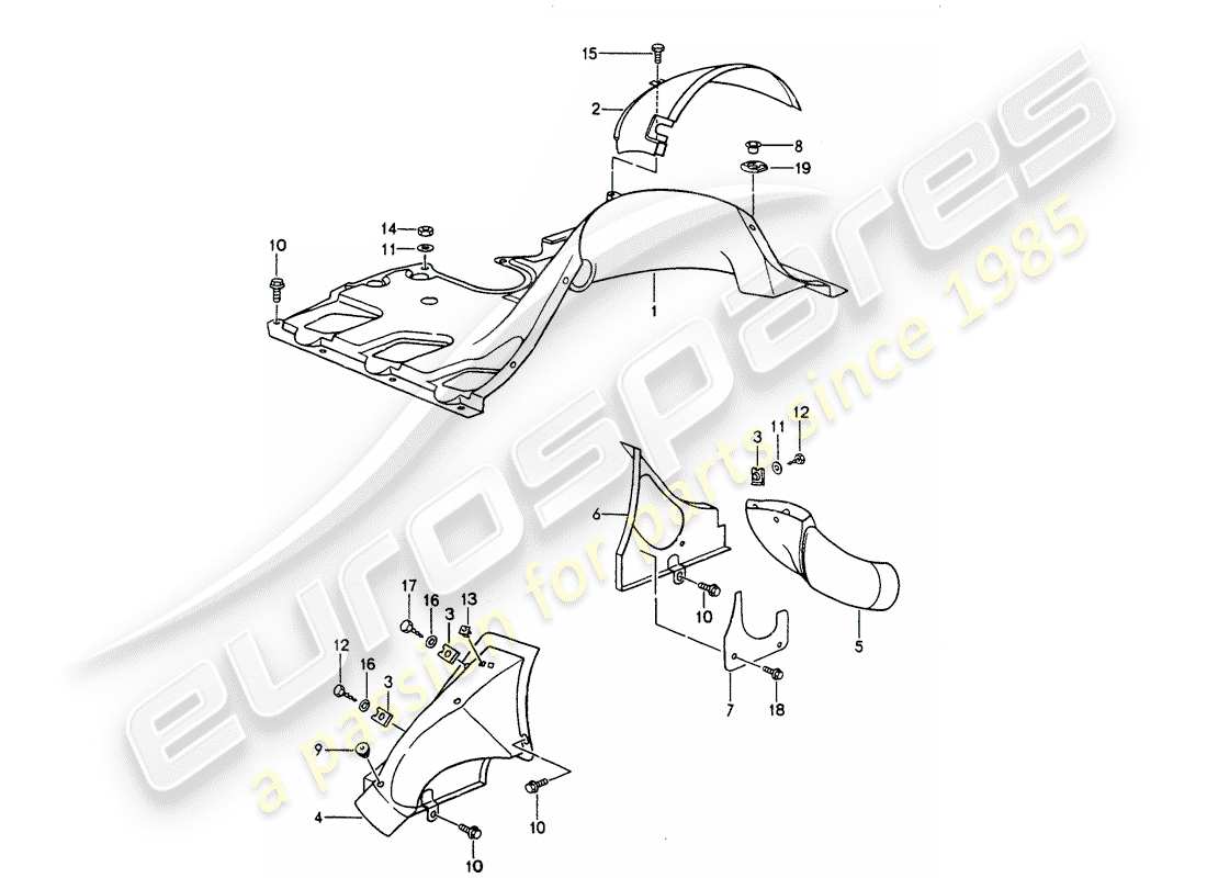 porsche 964 (1990) air duct part diagram