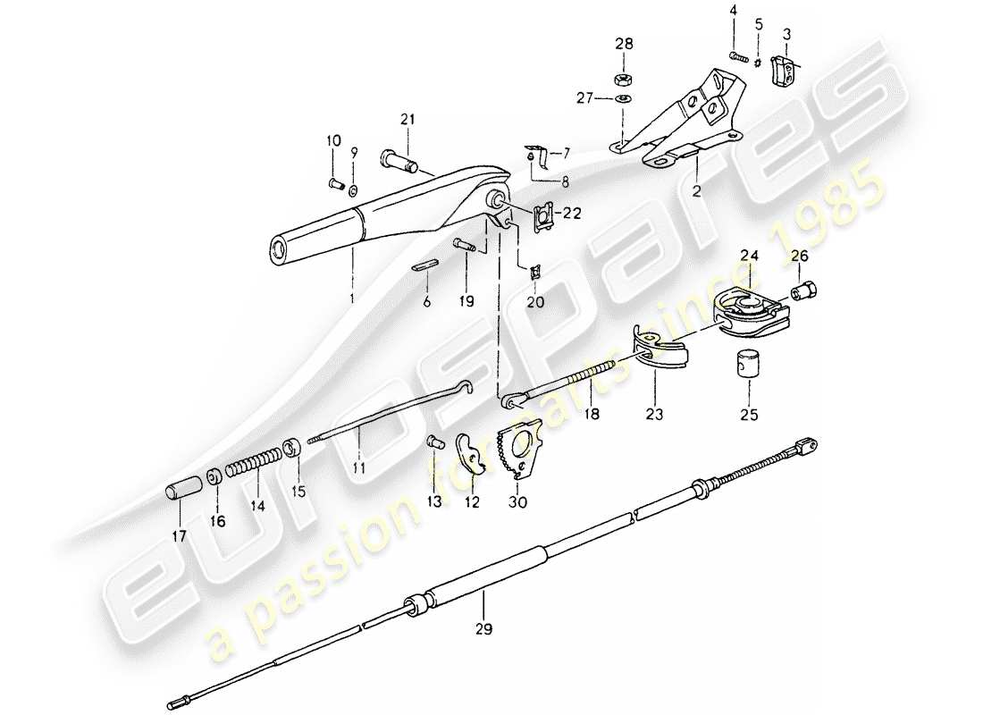 porsche 964 (1990) handbrake - actuator part diagram