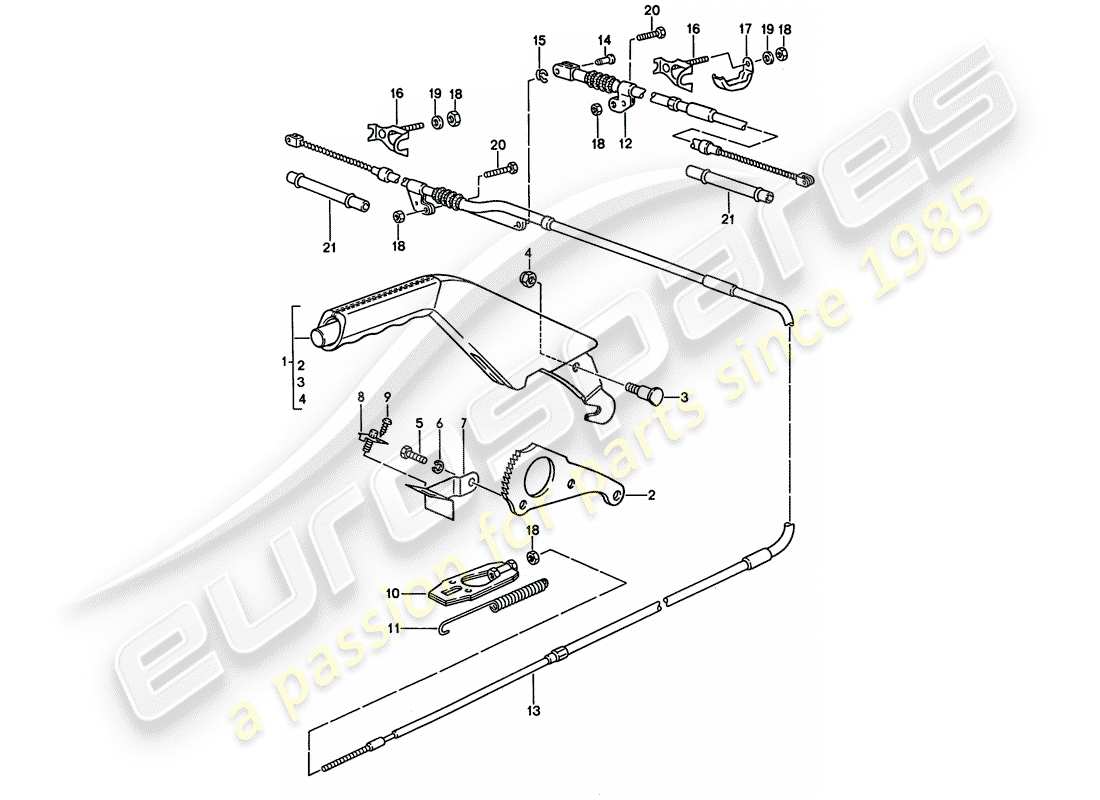 porsche 928 (1995) actuator - handbrake part diagram