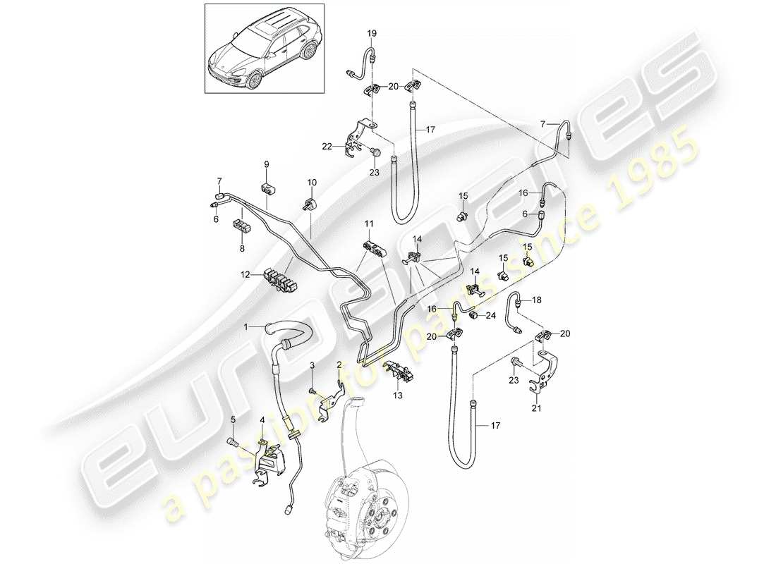 porsche cayenne e2 (2012) brake line part diagram