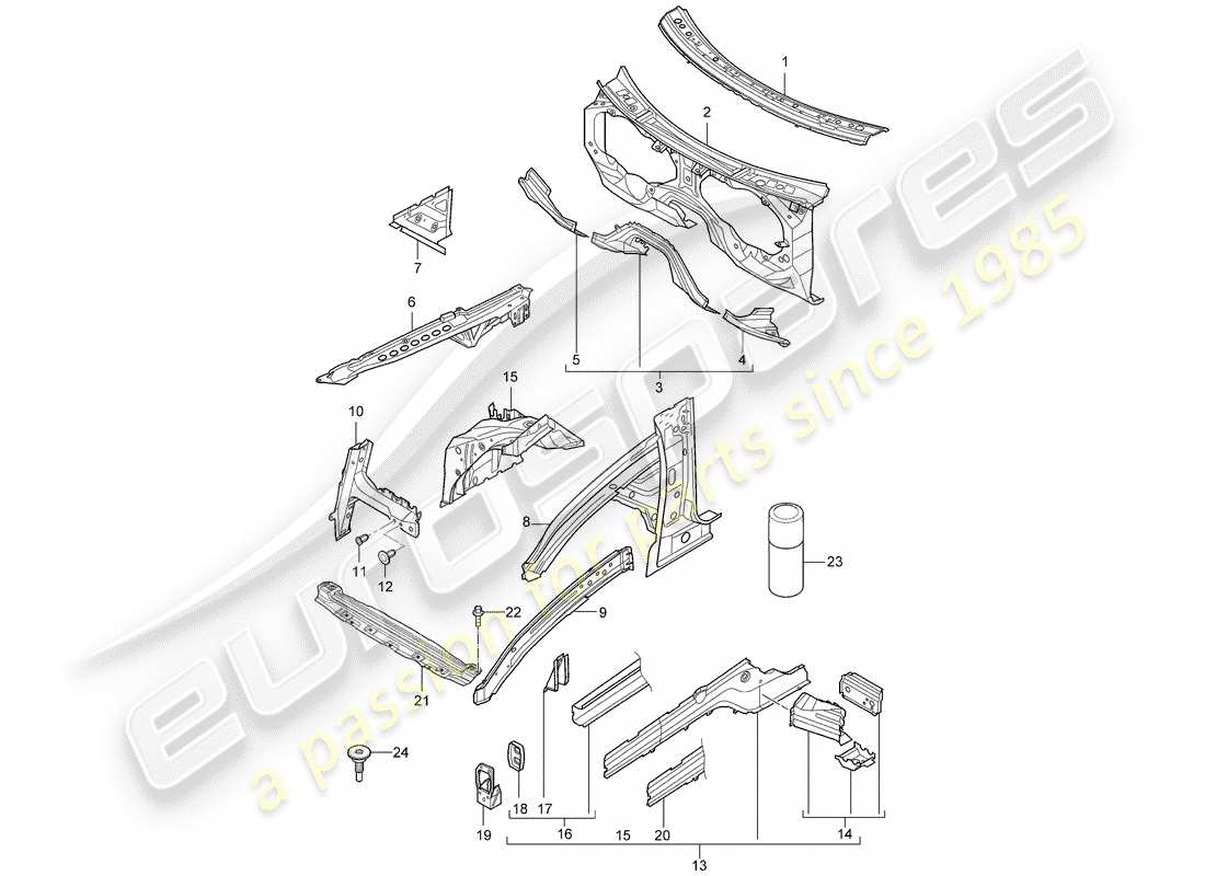 porsche cayenne (2005) front end part diagram