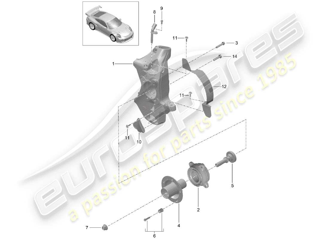 porsche 991 turbo (2016) wheel carrier parts diagram