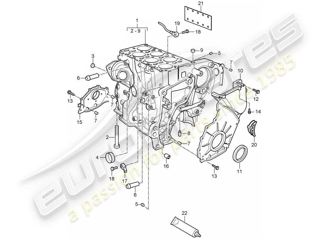 porsche cayenne (2009) crankcase part diagram