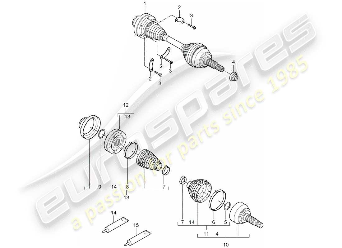 porsche cayenne (2009) drive shaft part diagram