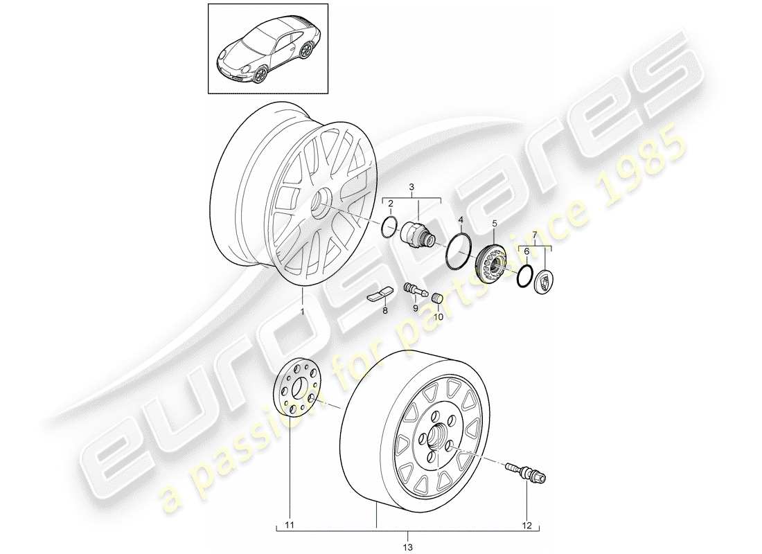 porsche 997 gen. 2 (2012) wheels part diagram