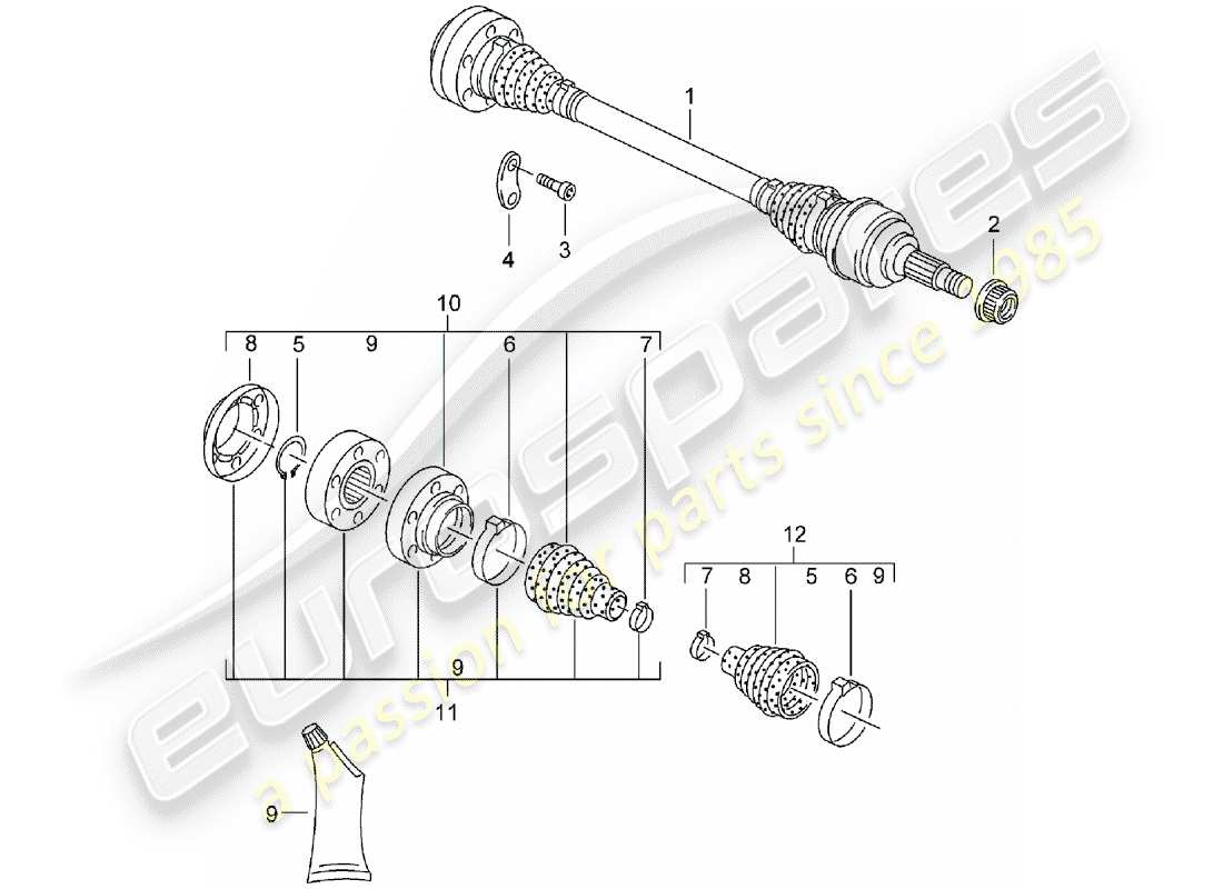 porsche cayenne (2005) drive shaft part diagram