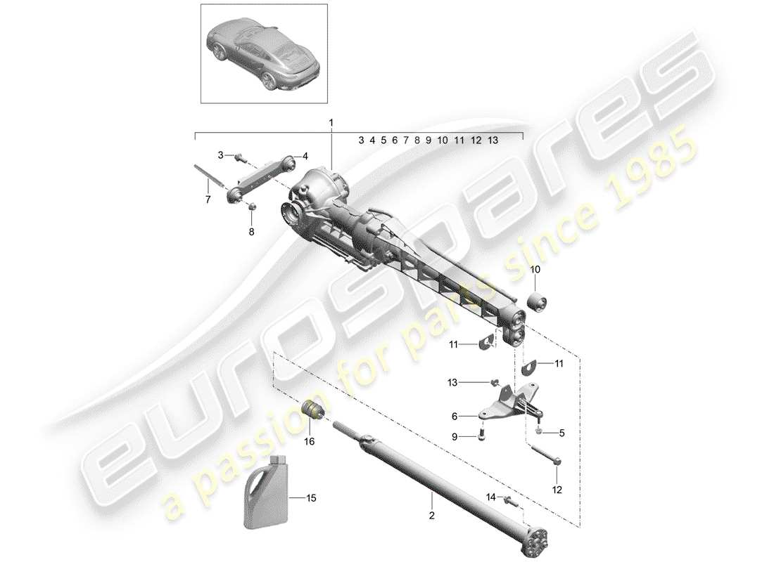 porsche 991 turbo (2016) front axle differential parts diagram