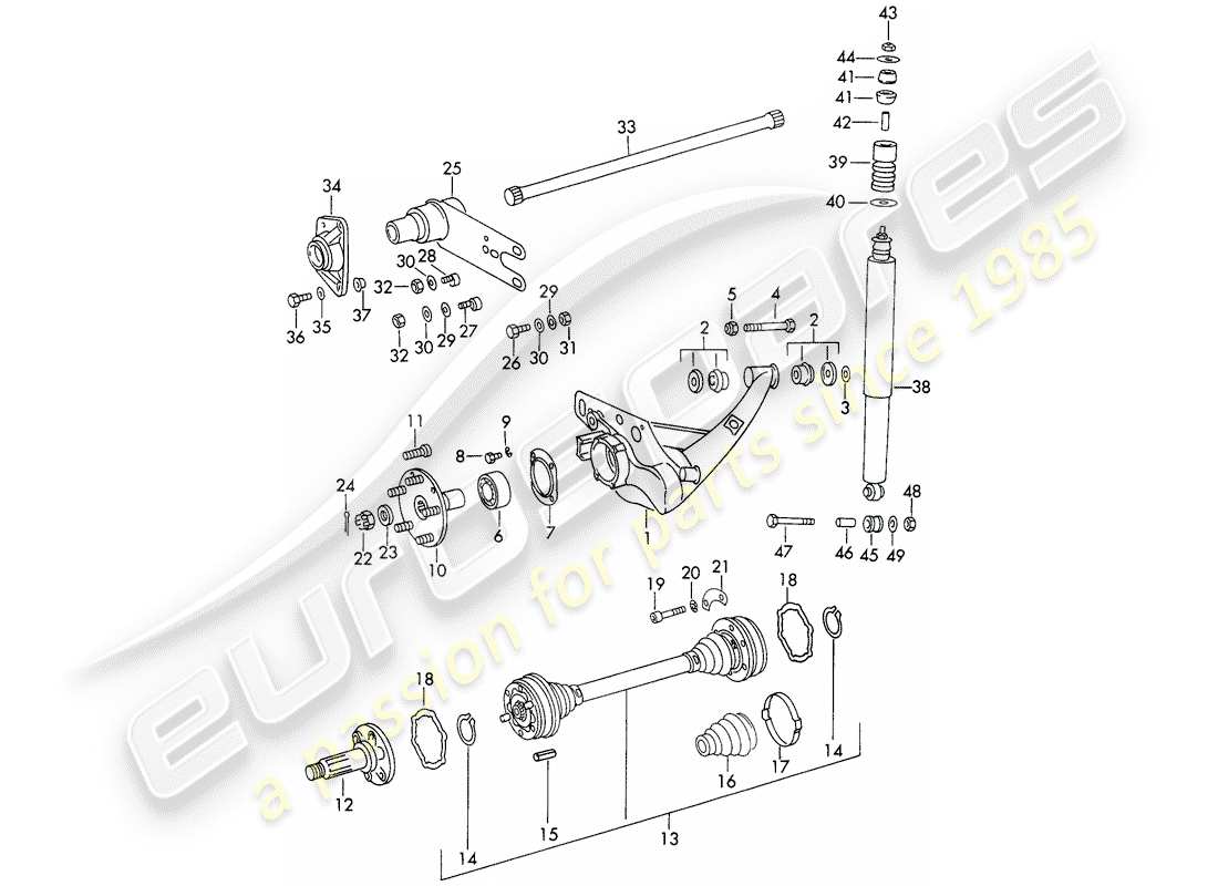 porsche 911/912 (1967) rear axle - d - mj 1969>> - mj 1969 part diagram