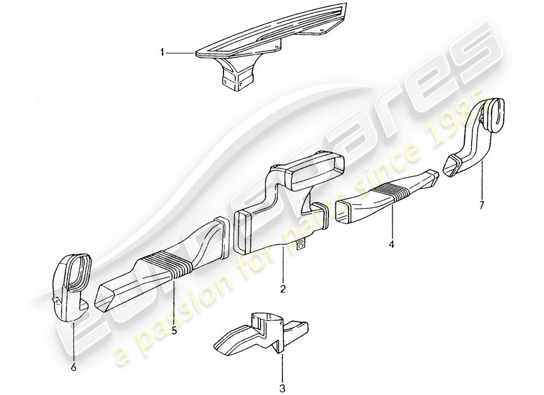 porsche boxster 986 (1997) heater - air duct part diagram