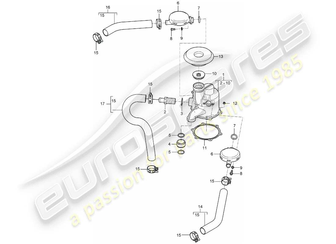 porsche carrera gt (2004) engine lubrication - air/oil separator parts diagram