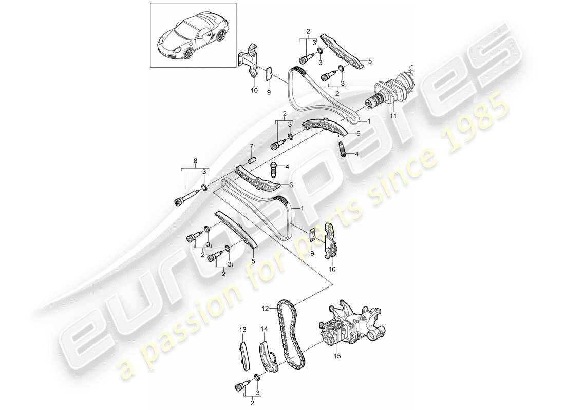 porsche boxster 987 (2009) valve control parts diagram