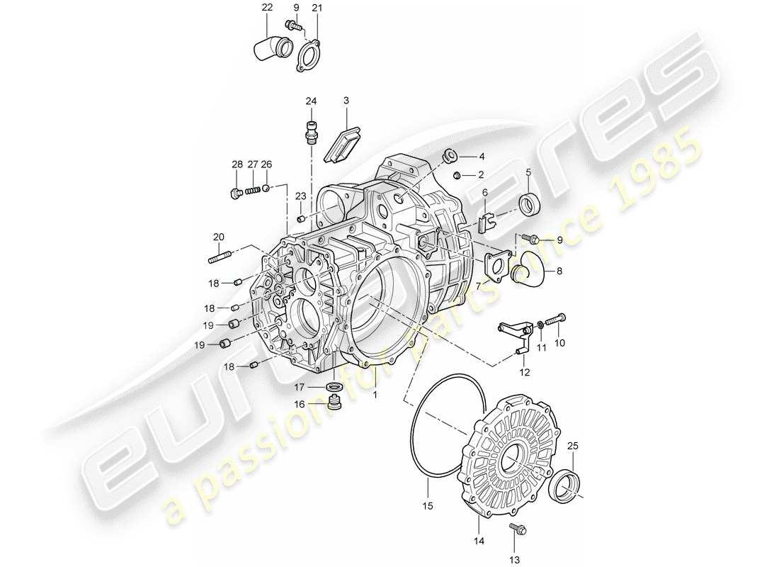 porsche 996 gt3 (2001) transmission case part diagram