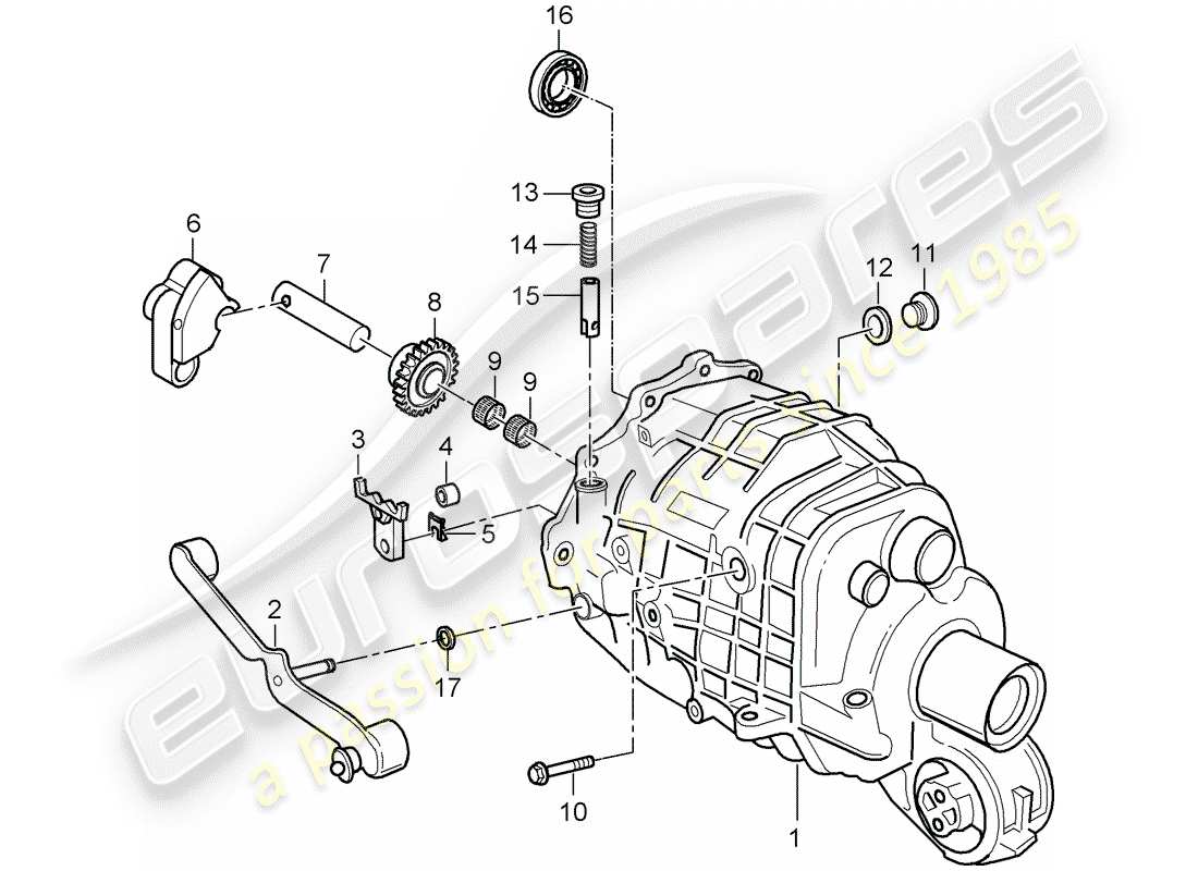 porsche 996 (2000) transmission case - transmission cover part diagram