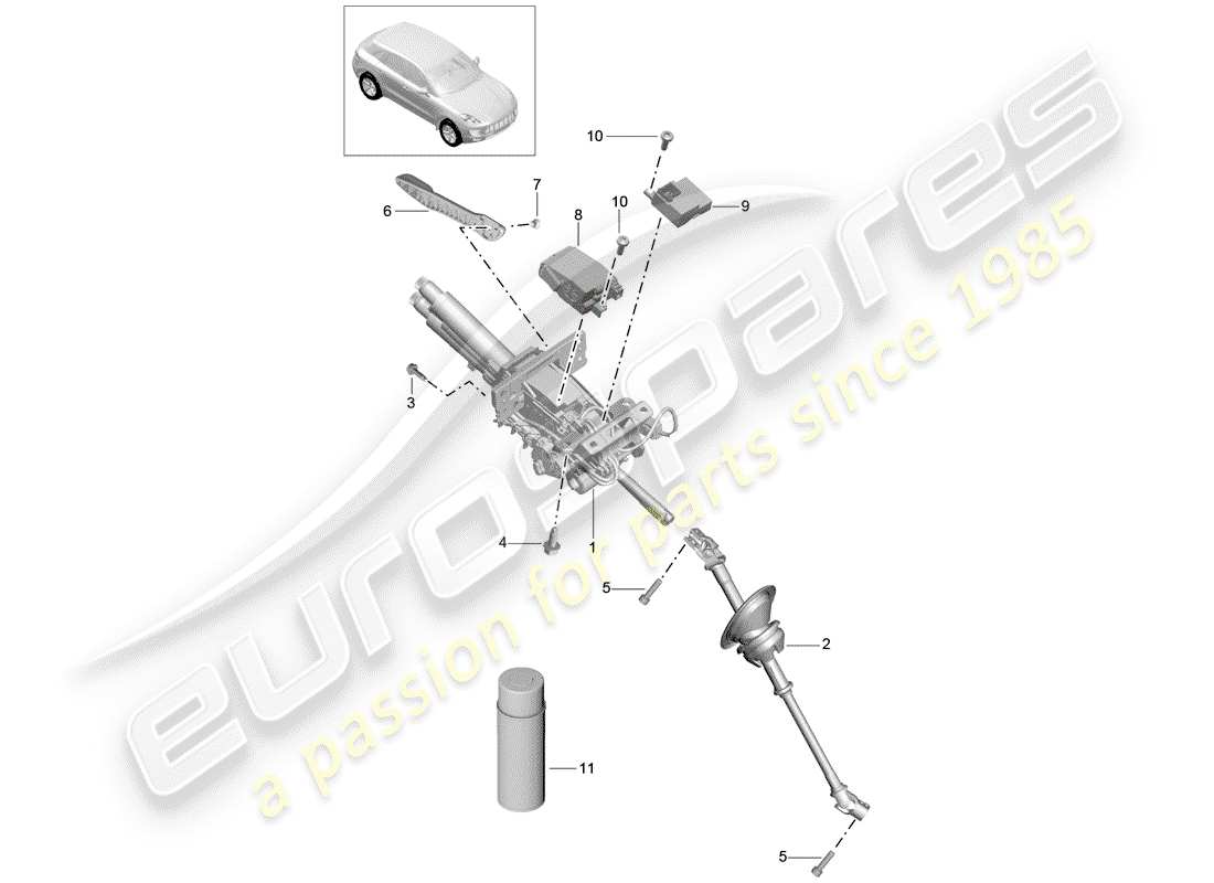 porsche macan (2014) steering column part diagram