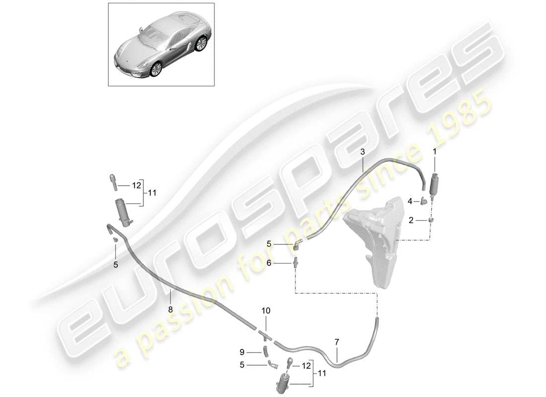 porsche cayman 981 (2016) headlight washer system part diagram