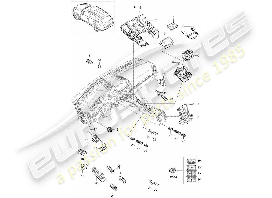 porsche cayenne e2 (2013) switch part diagram