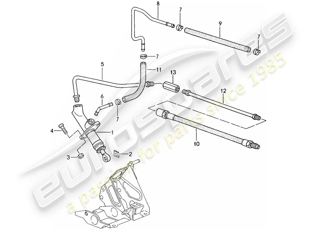 porsche 993 (1997) hydraulic clutch - operation - clutch master cylinder part diagram