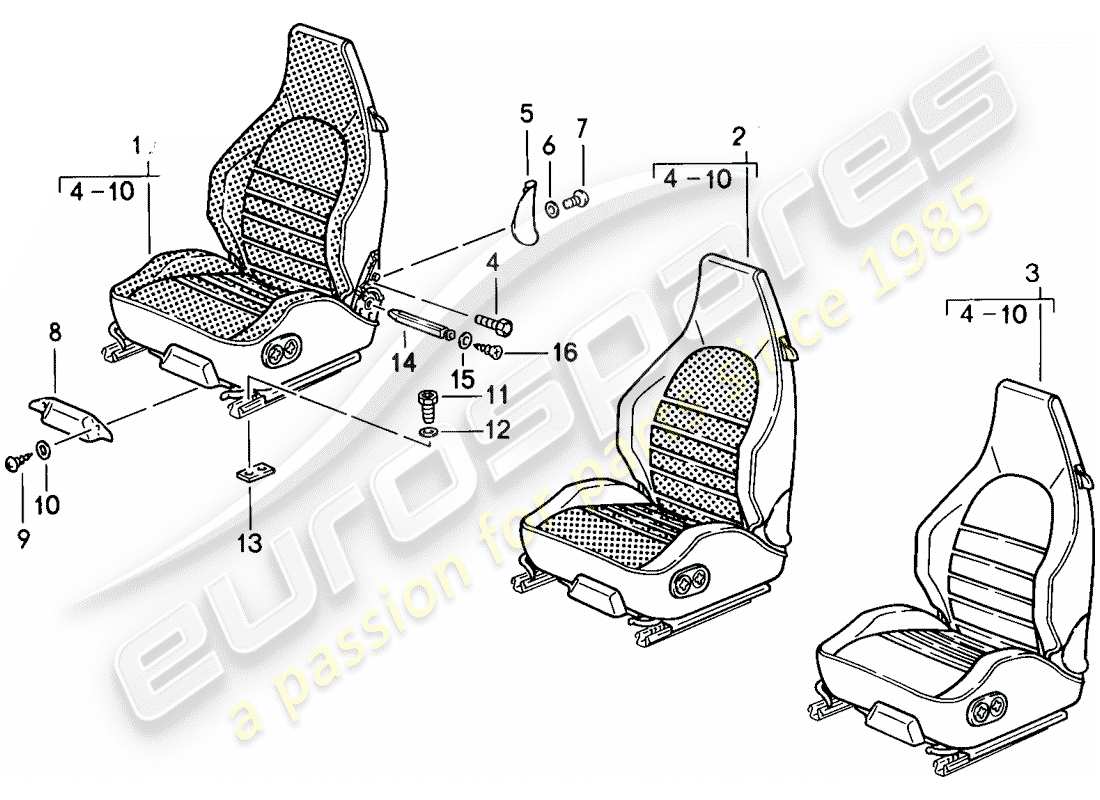 porsche 911 (1984) sports seat - complete - d - mj 1985>> part diagram
