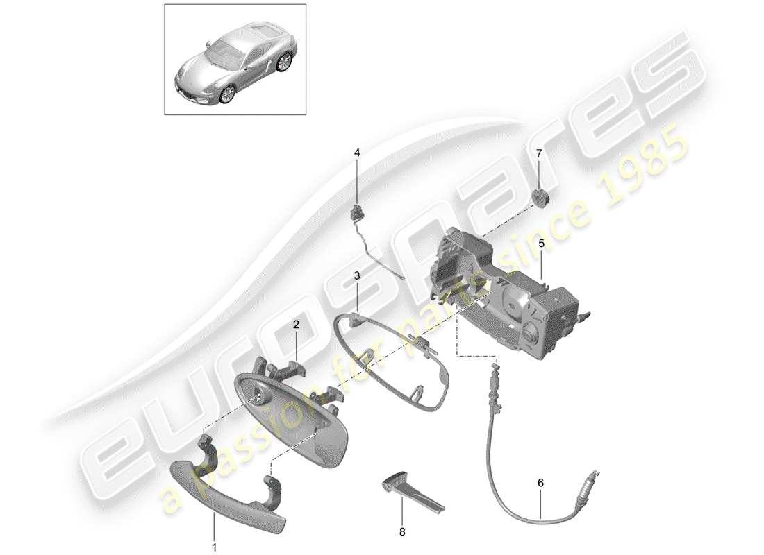 porsche cayman 981 (2016) door handle part diagram