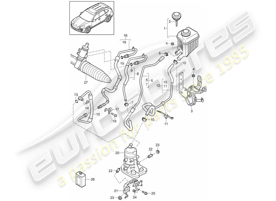 porsche cayenne e2 (2018) power steering part diagram