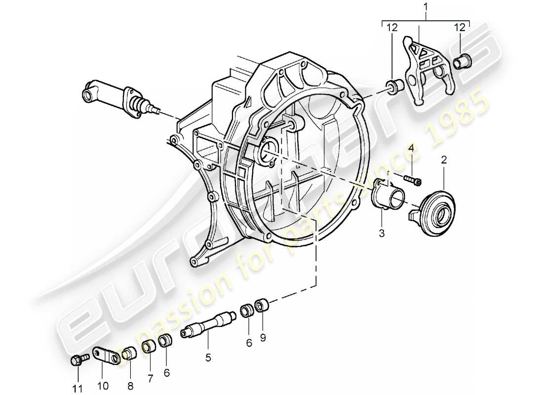 porsche 996 gt3 (2001) clutch release parts diagram