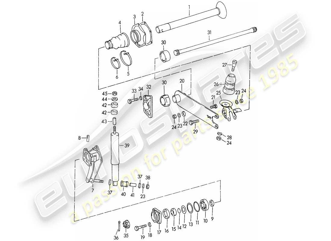 porsche 356/356a (1958) rear axle part diagram