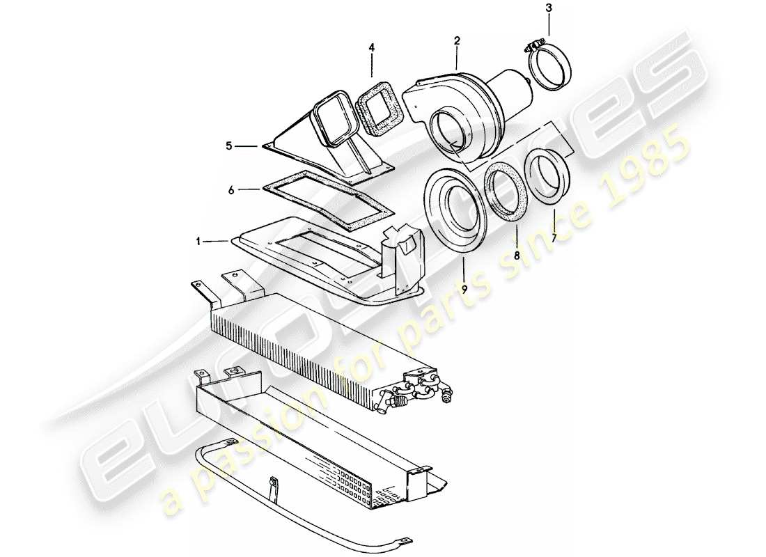 porsche 911 (1983) fan parts diagram