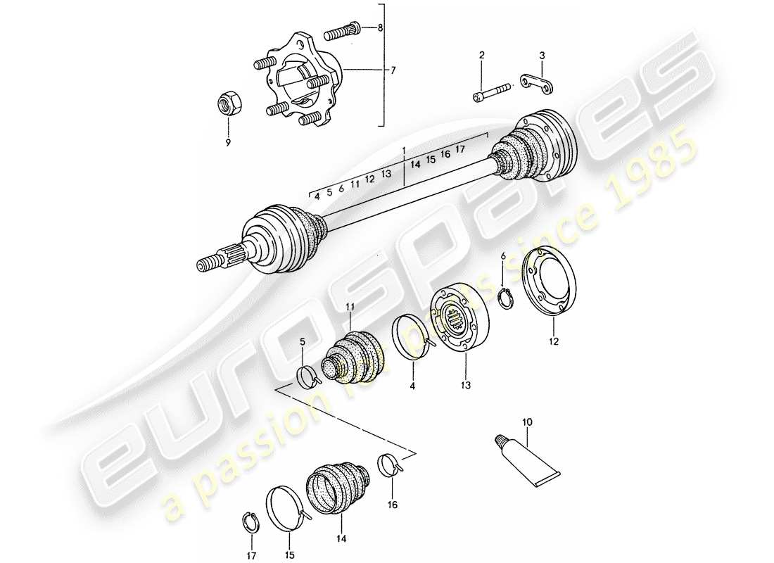 porsche 993 (1997) drive shaft - rear-wheel hub part diagram