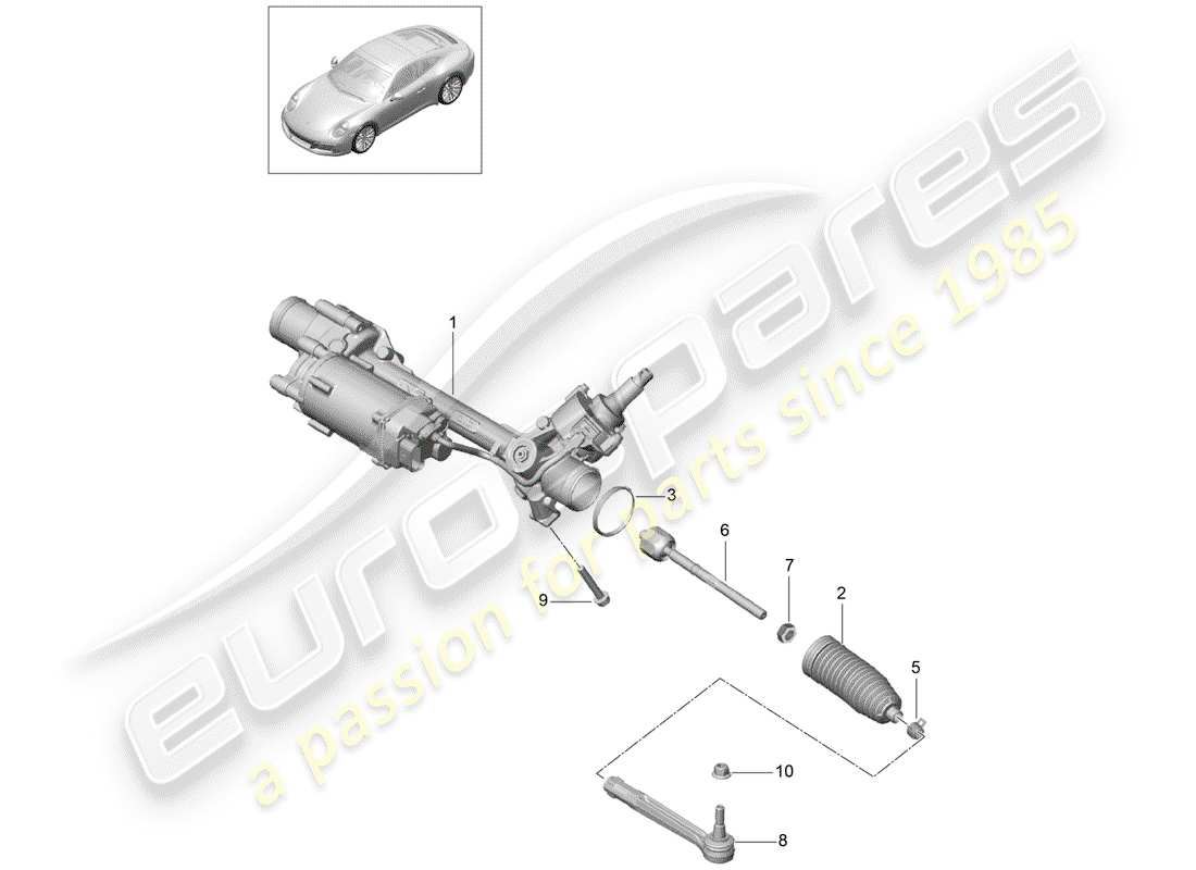 porsche 991 gen. 2 (2017) steering gear part diagram