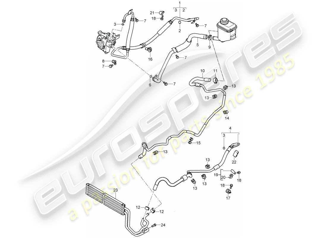 porsche cayenne (2009) power steering part diagram