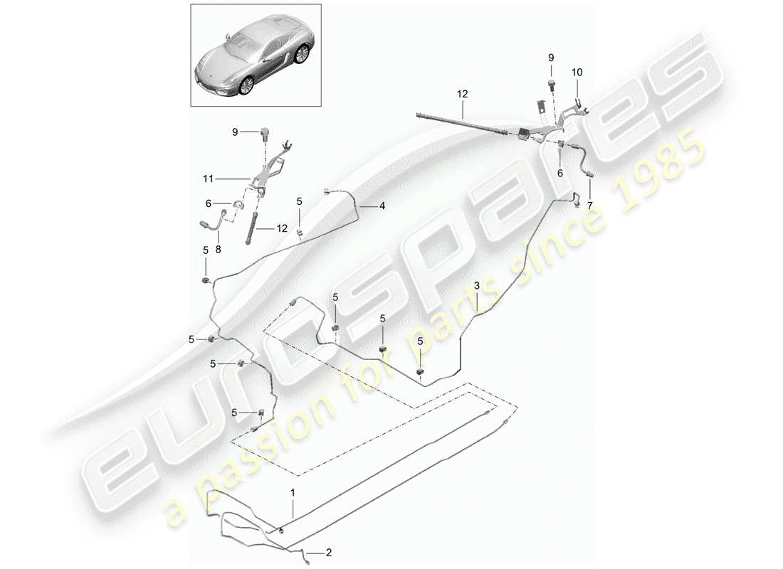 porsche cayman 981 (2016) brake lines part diagram