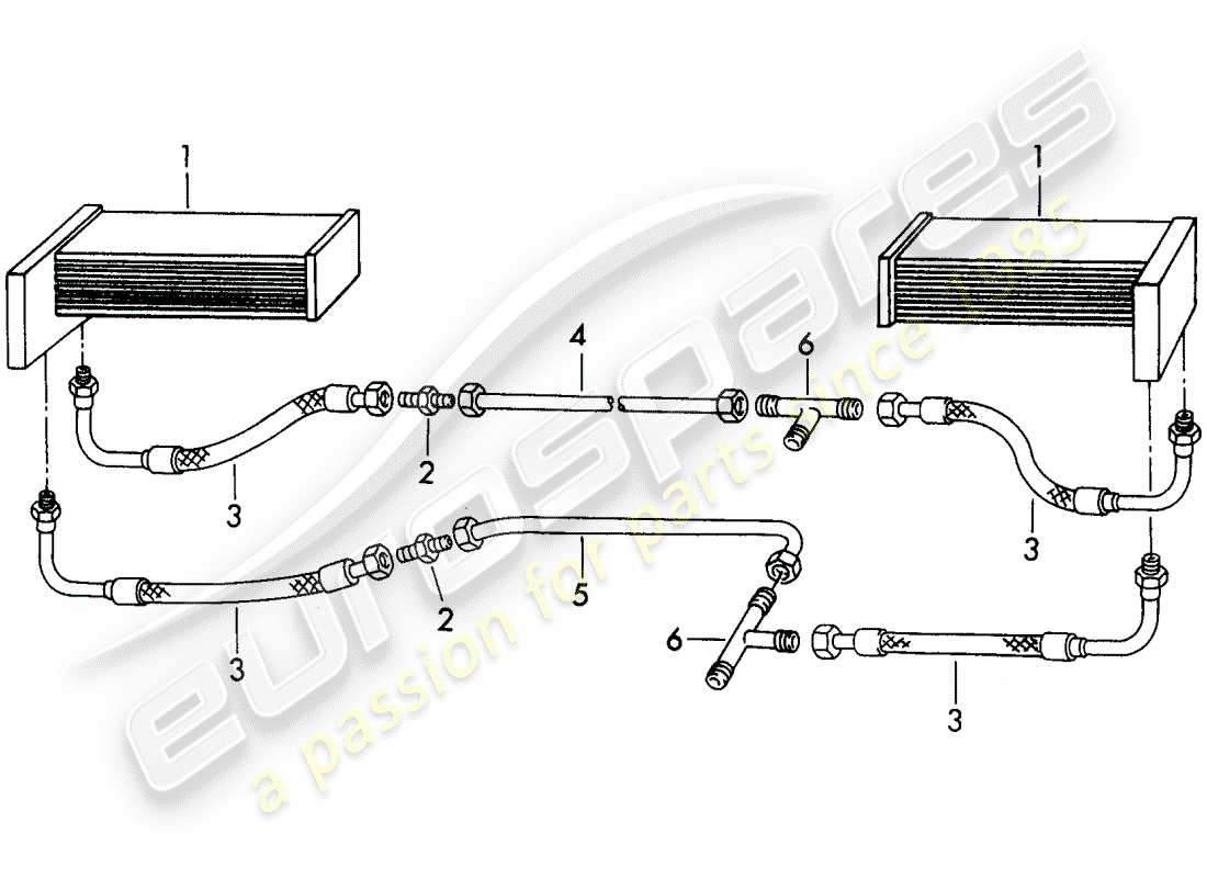 porsche 356/356a (1952) engine lubrication - oil cooler parts diagram