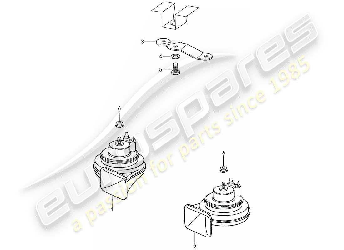 porsche 944 (1990) horn parts diagram