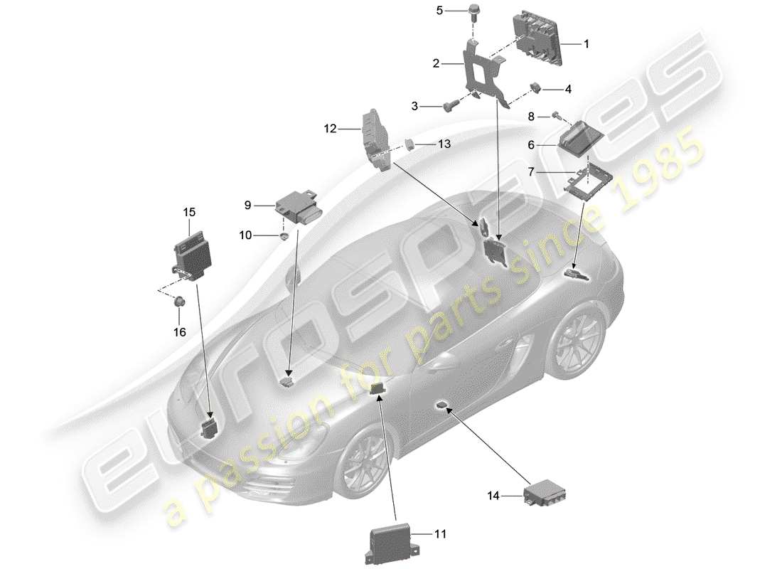 porsche boxster 981 (2012) control units parts diagram