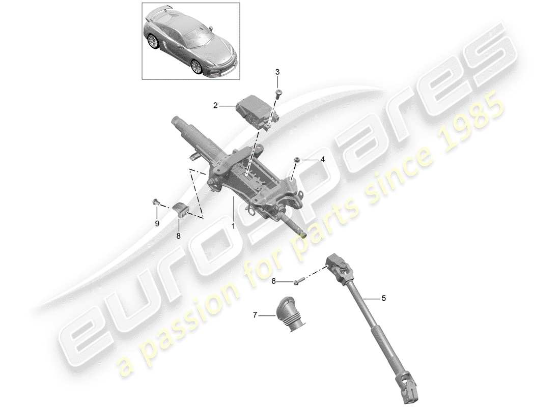 porsche 2016 steering column part diagram