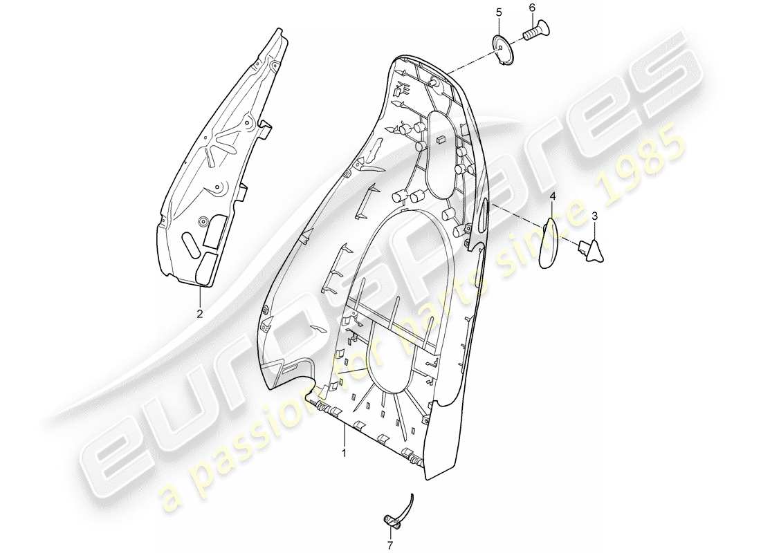 porsche 997 (2005) backrest shell part diagram