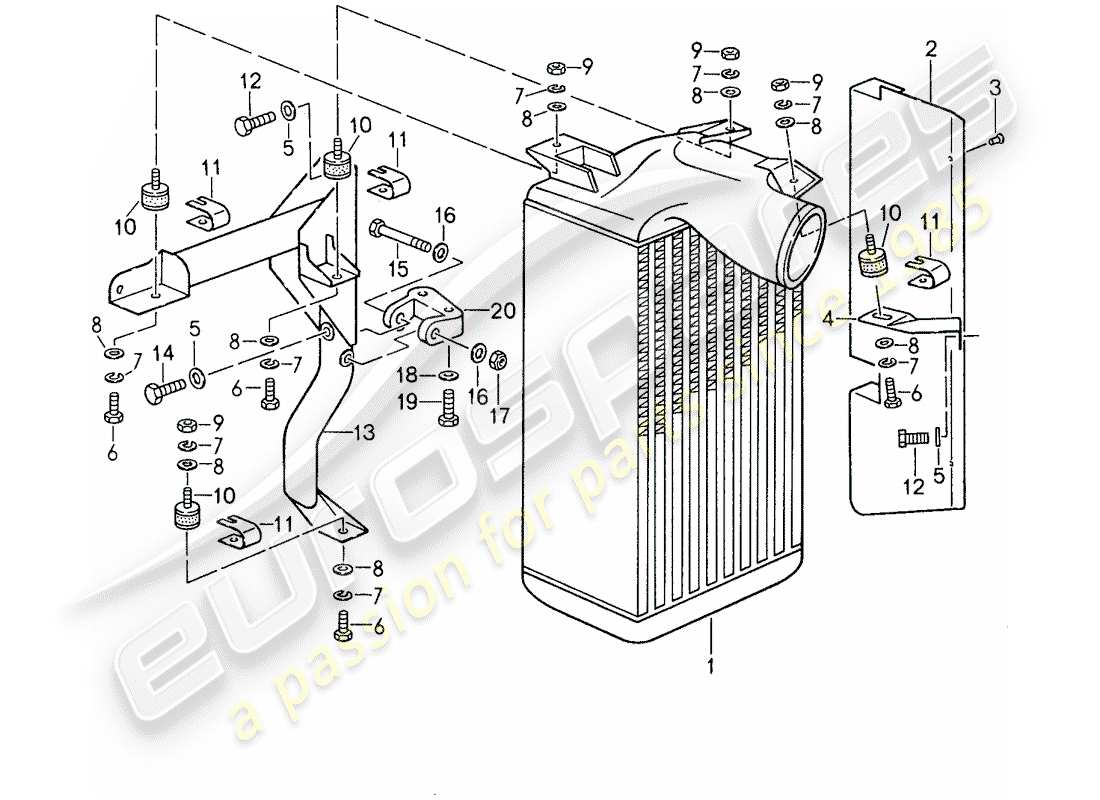 porsche 959 (1987) charge air cooler part diagram