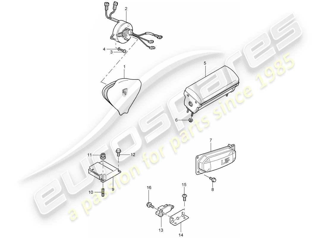porsche carrera gt (2006) airbag part diagram