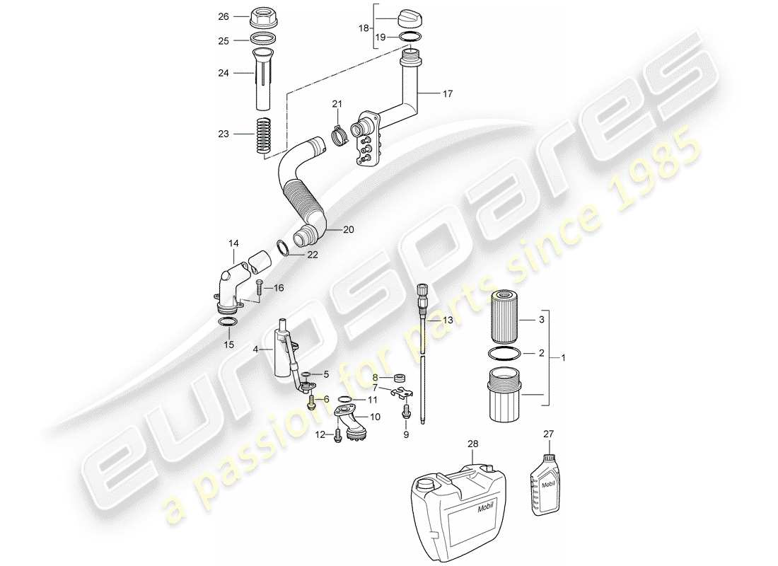 porsche boxster 987 (2007) engine lubrication part diagram