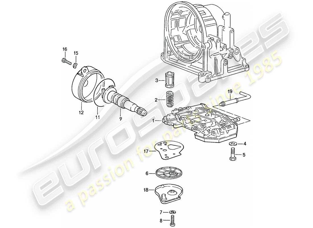 porsche 944 (1989) valve body - oil strainer - governor - for - automatic transmission - d >> - mj 1989 part diagram