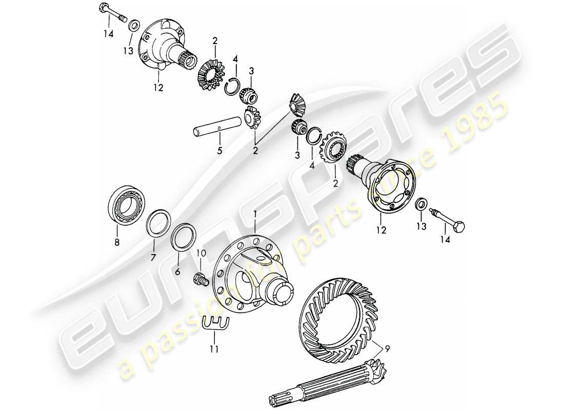 porsche 911/912 (1967) differential - - d - mj 1968>> - mj 1968 part diagram