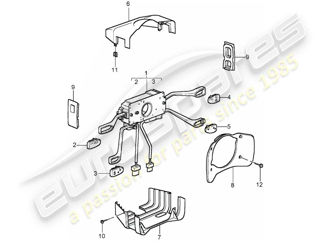 porsche 996 gt3 (2004) steering column switch part diagram