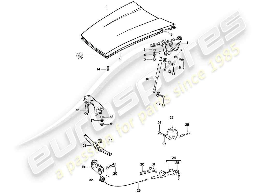 porsche 911 (1988) cover part diagram