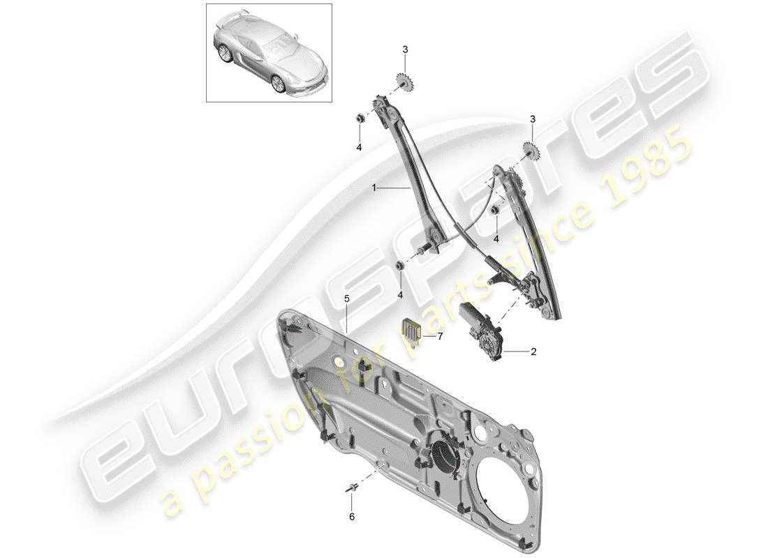 porsche 2016 window regulator part diagram