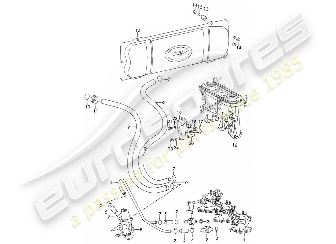 porsche 911 (1972) vacuum system - for - clutch release - injection system - for - sportomatic - d - mj 1972>> part diagram