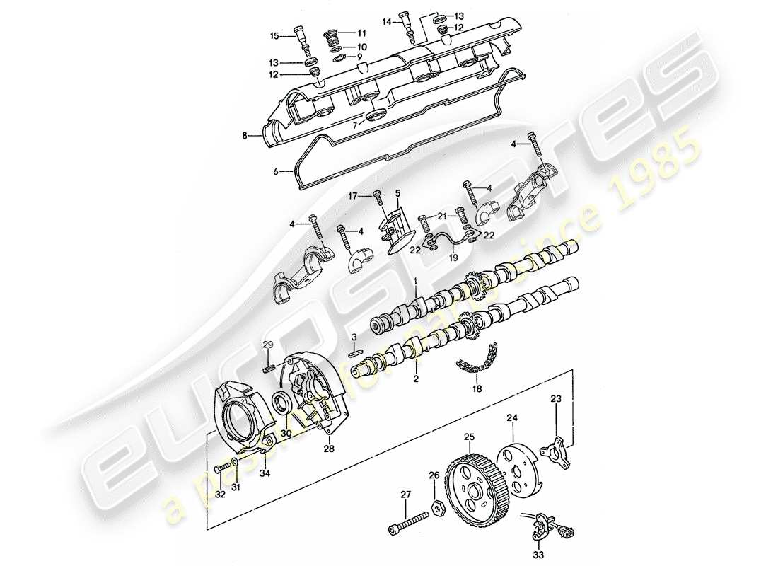 porsche 944 (1990) camshaft parts diagram