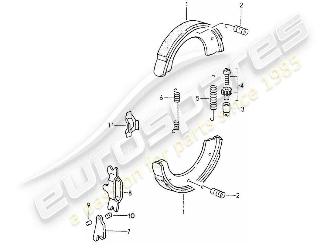 porsche 964 (1990) handbrake part diagram