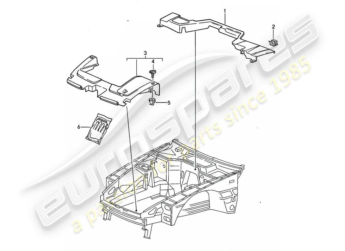 porsche 968 (1994) lining - engine compartment - d >> - mj 1993 part diagram