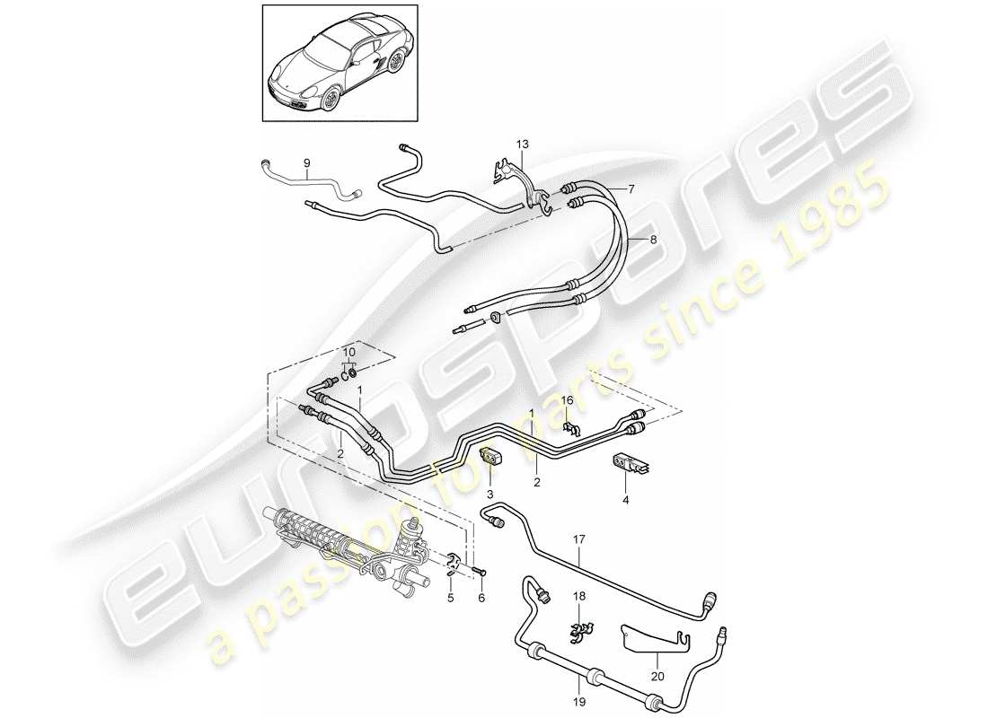 porsche cayman 987 (2010) power steering parts diagram