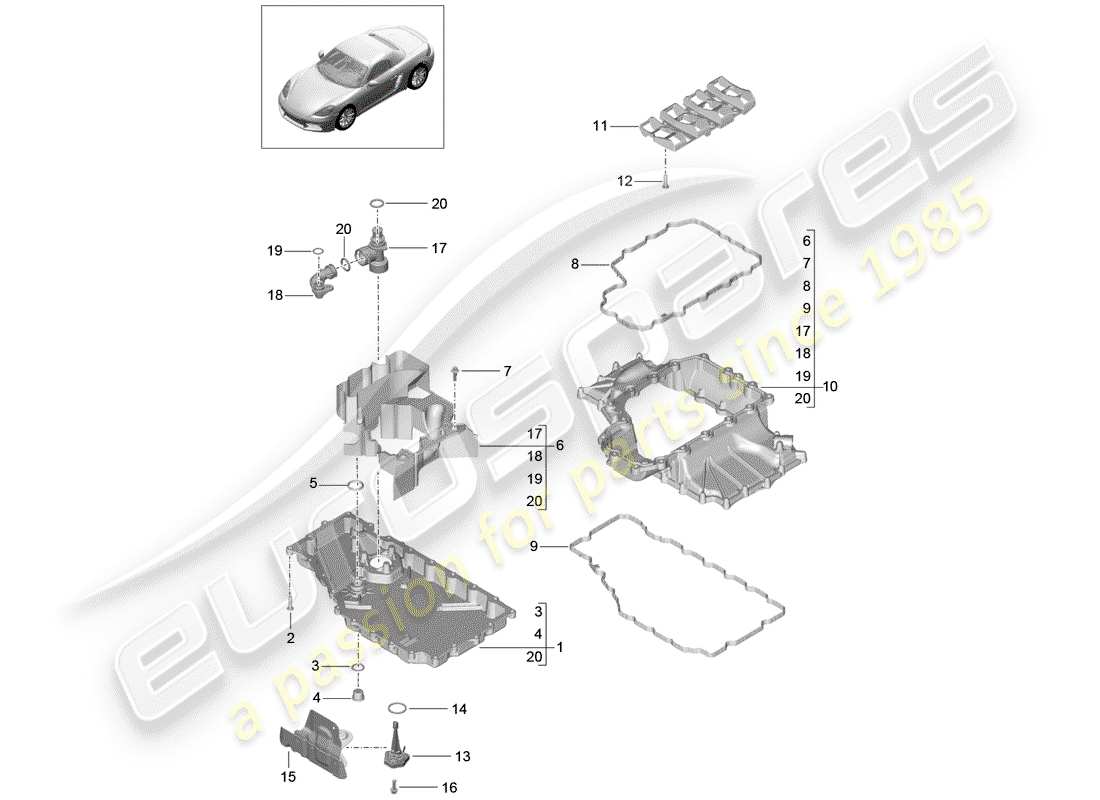 porsche 718 boxster (2020) engine (oil press./lubrica.) part diagram